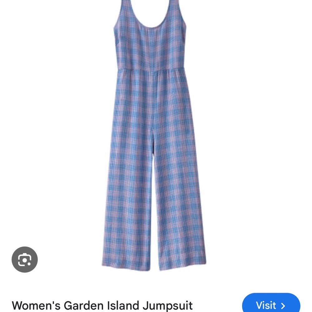 Patagonia Blue and Pink Checkered Jumpsuit